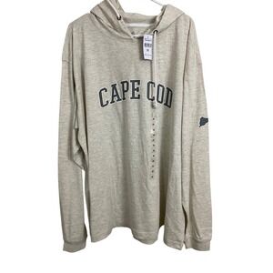 Cuffy's Cape Cod Hooded T Shirt Mens 2X Oatmeal Massachusetts Graphic Preppy New